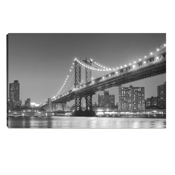 Quadro Decorativo Cidades Ponte Nova York  Preto E Branco 55x