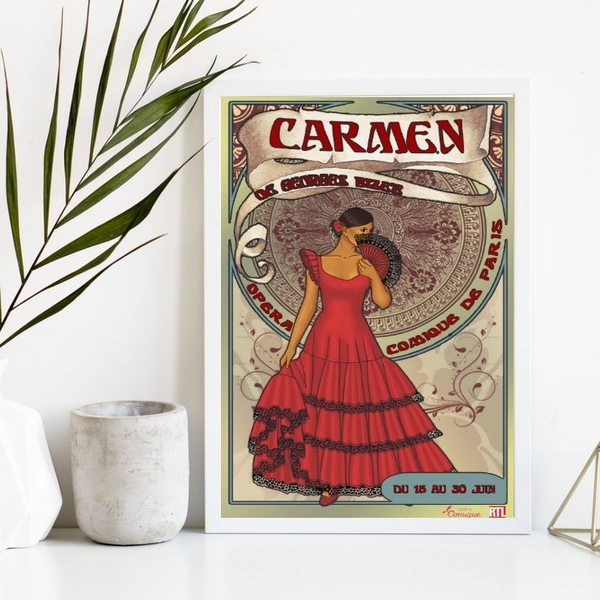 Quadro Decorativo Cigana Carmem poster 45x34cm - Com Vidro Mo