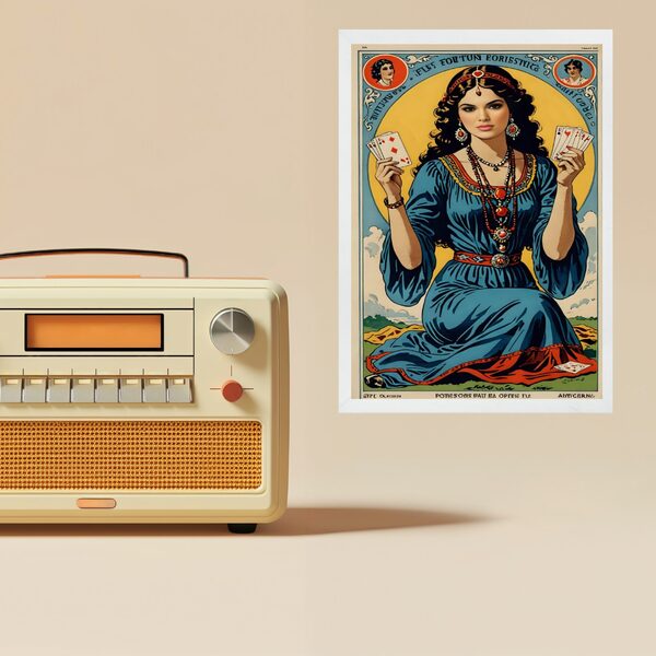 Quadro Decorativo Cigana Com Cartas Baralho 45x34cm - Com Vid