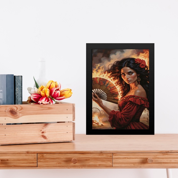 Quadro Decorativo Cigana Do Fogo 24x18cm - Com Vidro Moldura