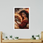 Quadro Decorativo Cigana Do Fogo 33x24cm Moldura Branca