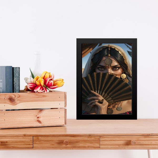 Quadro Decorativo Cigana Do Ouro 45x34cm - Com Vidro Moldura