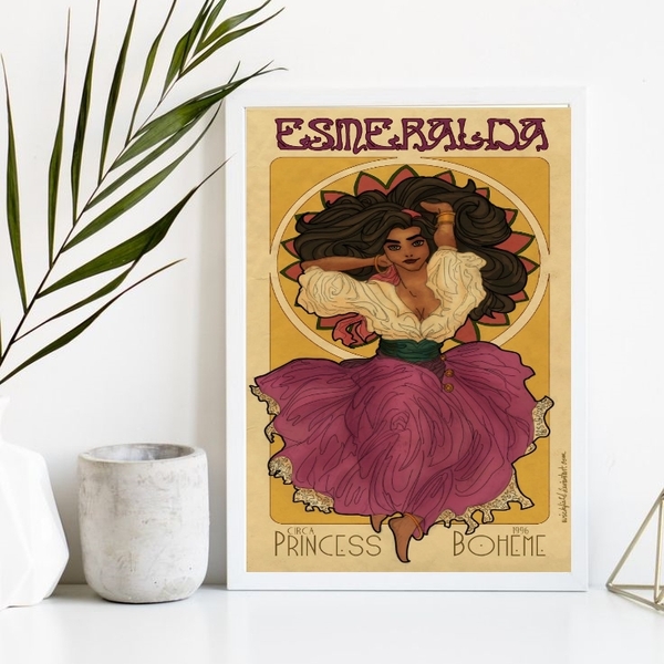Quadro Decorativo Cigana Esmeralda poster 24x18cm Moldura:mad