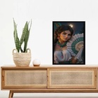 Quadro Decorativo Cigana Lua Cheia - Leque 33x24cm Moldura:ma