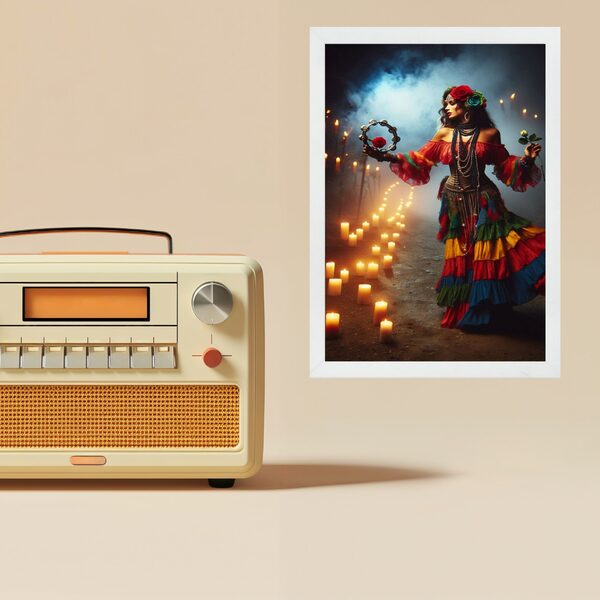 Quadro Decorativo Cigana - Magia 33x24cm - Com Vidro Moldura