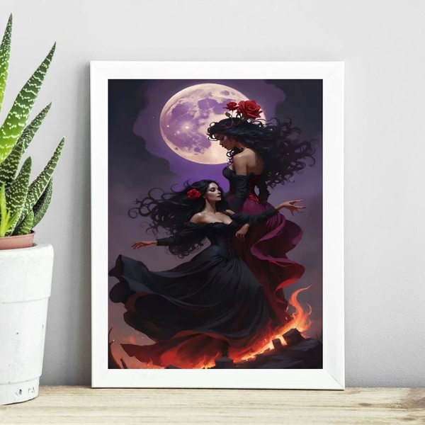 Quadro Decorativo Ciganas - Lua Cheia 45x34cm - Com Vidro Mol