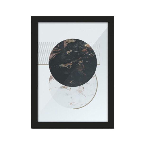 Quadro Decorativo Círculos Abstratos Com Moldura Preta