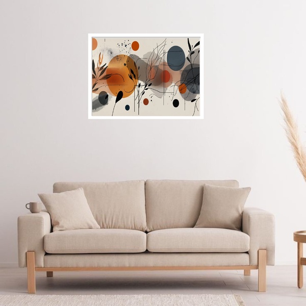 Quadro Decorativo Círculos Folhagem Abstrato  - 50x70cm Moldu