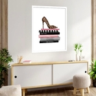 Quadro Decorativo Closet Sapato Livros  - 70x50cm Moldura Pre