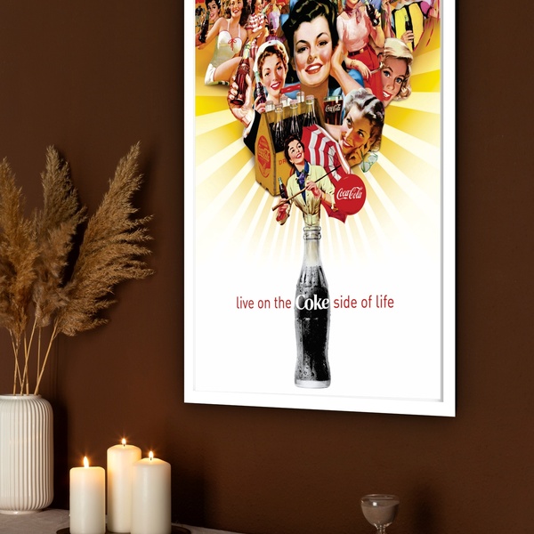 Quadro Decorativo Coca-cola Garrafa E Mulheres  - 70x50cm Mol