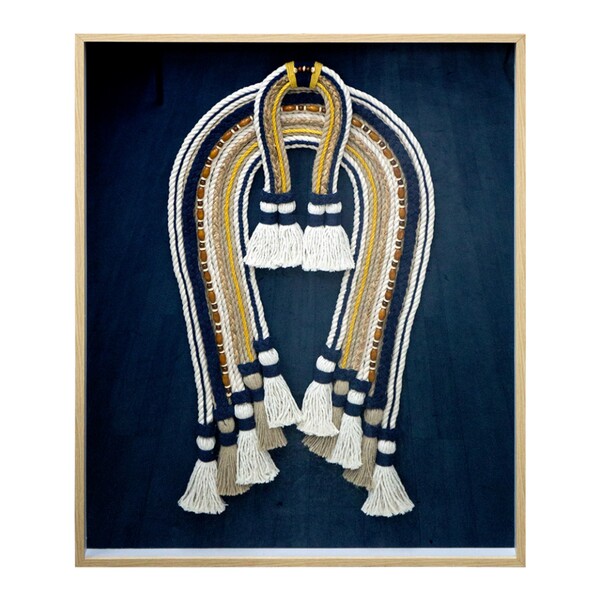 Quadro Decorativo Cocar Linhas Multicolorido com Vidro 120x100cm Arte Própria