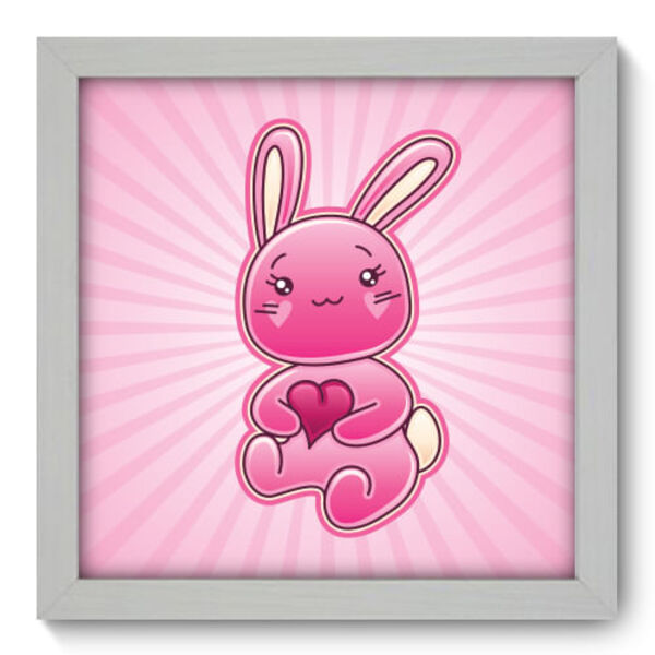 Quadro Decorativo - Coelhinho Rosa - 22cm X 22cm - 011qdib