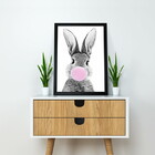 Quadro Decorativo Coelho Chiclete 24x18cm Moldura:madeira Bra