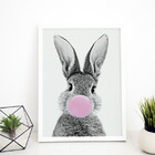 Quadro Decorativo Coelho Chiclete 24x18cm Moldura:madeira Pre