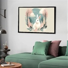 Quadro Decorativo Coelho Ramos  - 50x70cm Moldura Branca