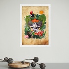 Quadro Decorativo Colagem Índio Do Brasil 24x18cm Moldura Pre