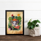 Quadro Decorativo Colagem Índio Do Brasil 33x24cm - Com Vidro