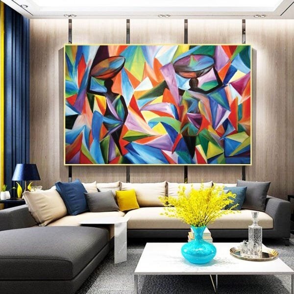 Quadro Decorativo Colorful African Com Moldura Dourada 120x60