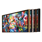 Quadro Decorativo Colorful African Com Moldura Marrom 200x100