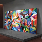 Quadro Decorativo Colorful African Com Moldura Marrom 200x100