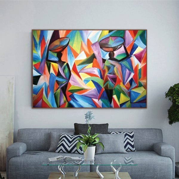 Quadro Decorativo Colorful African Com Moldura Marrom 200x135