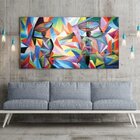 Quadro Decorativo Colorful African Com Moldura Prata E Vidro