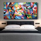 Quadro Decorativo Colorful African Com Moldura Preto 200x100