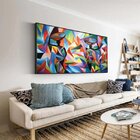 Quadro Decorativo Colorful African Com Moldura Preto 200x100