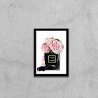 Quadro Decorativo Com Flores E Batom 24x18cm - Com Vidro Mold