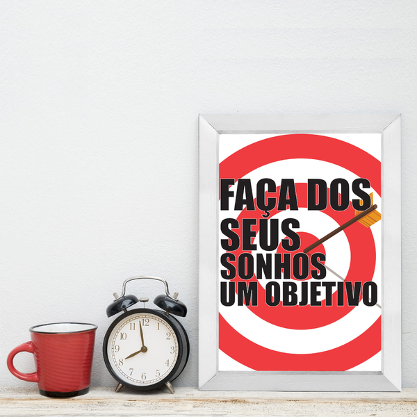 Quadro Decorativo com Moldura Branca Objetivos 33x43cm