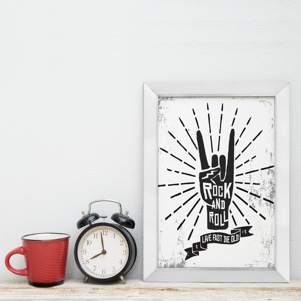Quadro Decorativo com Moldura Branca Rock And Roll 33x43cm