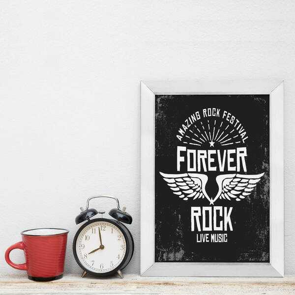 Quadro Decorativo com Moldura Branca Rock Forever 22x32cm