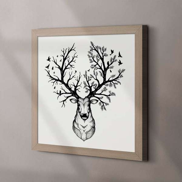 Quadro Decorativo Com Moldura Cervo Bege Leroy Merlin