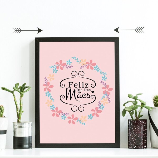 Quadro Decorativo Com Moldura Feliz Dia Das Mães