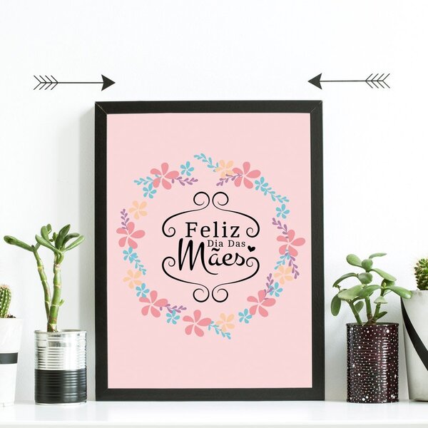 Quadro Decorativo Com Moldura Feliz Dia Das Mães