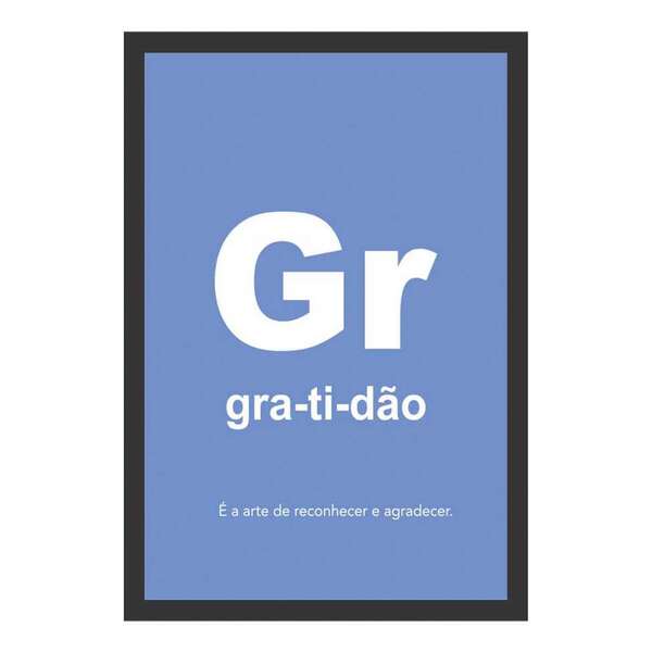 Quadro Decorativo Com Moldura Gratidão Azul