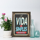 Quadro Decorativo com Moldura Marrom A Vida é Simples 22x32cm