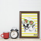 Quadro Decorativo com Moldura Marrom Cachorro Labrador 33x43cm
