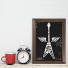 Quadro Decorativo com Moldura Marrom Guitarra 22x32cm