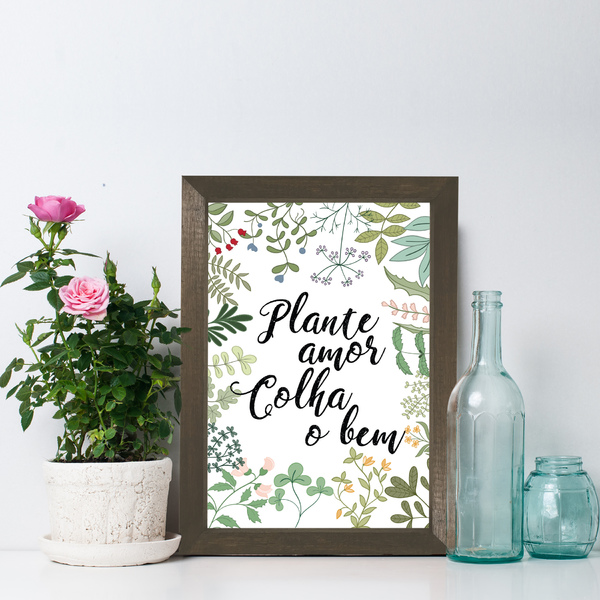Quadro Decorativo Com Moldura Marrom Plante Amor 33x43cm Leroy Merlin