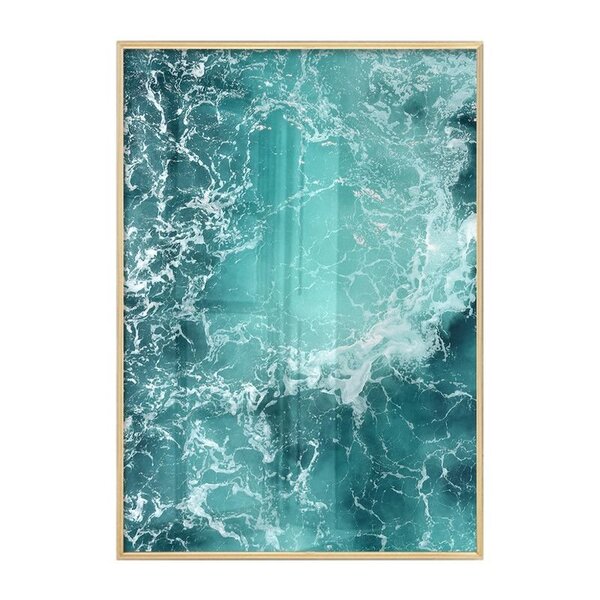Quadro Decorativo Com Vidro Para Sala Mar Azul Praia Paisagem