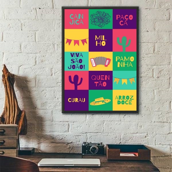 Quadro Decorativo Comidas De Festa Junina - Arraiá 45x34cm -