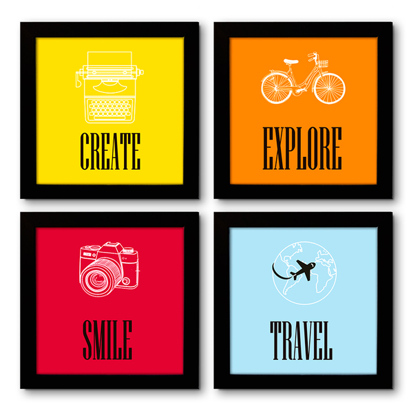 Quadro Decorativo Composê 40x40 Cm Viagem