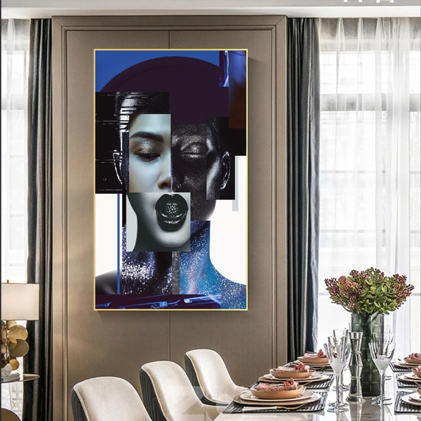 Quadro Decorativo Composição De Faces Fashion Com Moldura Dou