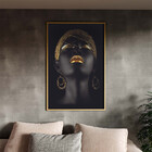 Quadro Decorativo Conceito African Beauty Com Moldura Dourada