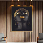 Quadro Decorativo Conceito African Beauty Com Moldura Dourada