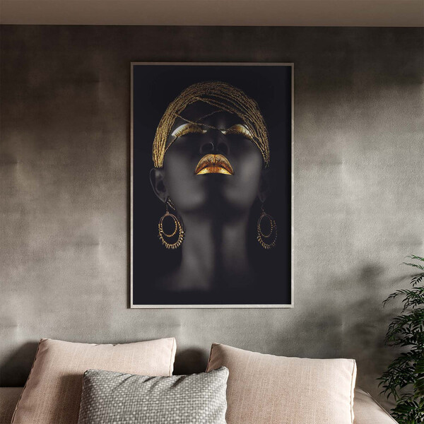 Quadro Decorativo Conceito African Beauty Com Moldura Prata -