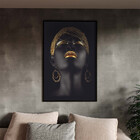 Quadro Decorativo Conceito African Beauty Com Moldura Preto -