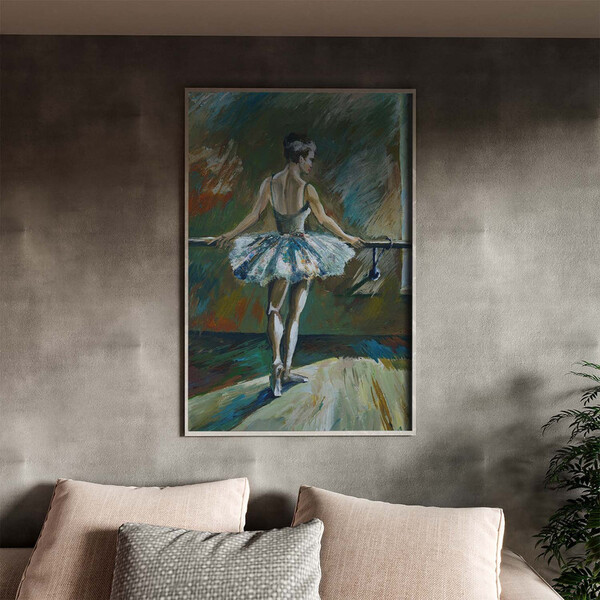 Quadro Decorativo Conceito Ballet Dancer Com Moldura Prata -