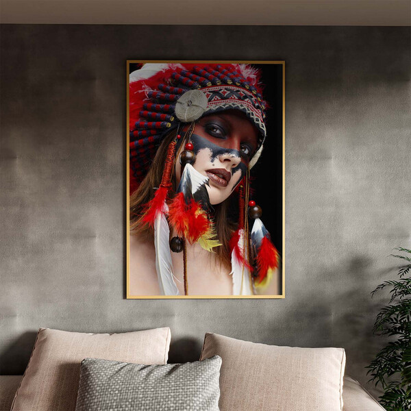 Quadro Decorativo Conceito Cultural India Com Moldura Dourada